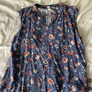 Blue floral business casual tank top